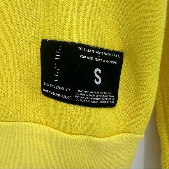 Ben Taverniti Unravel Project Yellow Cutout Terry Sweatshirt Size S - Picture 6 of 7